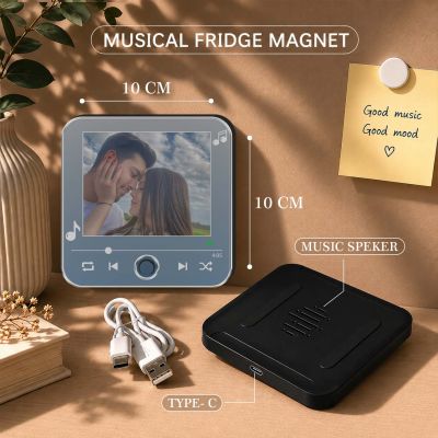 Personalized Musical Fridge Magnet for Couples | Long Distance Relationship Gift | Loveable Person Gift Birthday Gift for Husband Wife Rechargeable Playable Music Player